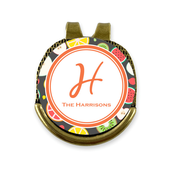 Custom Apples & Oranges Golf Ball Marker - Hat Clip - Gold