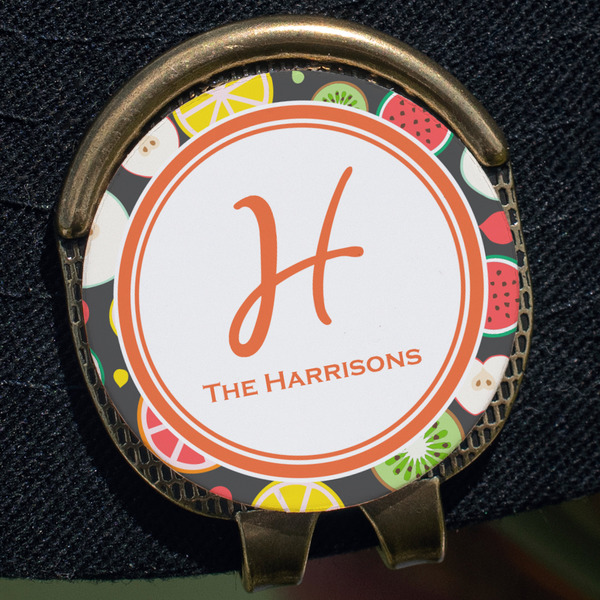Apples & Oranges Golf Ball Marker Hat Clip - Gold - Close Up