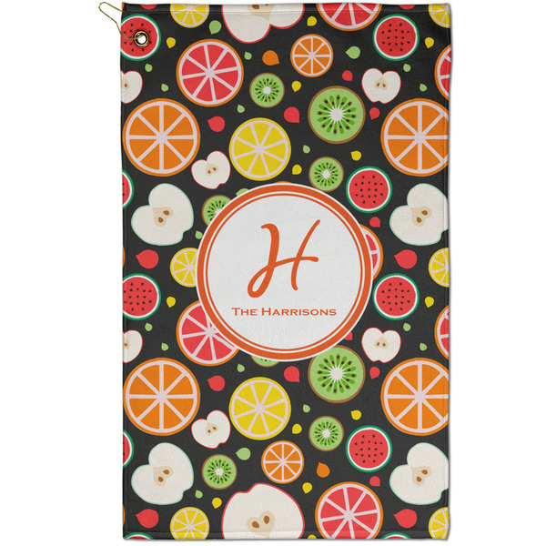 Custom Apples & Oranges Golf Towel - Poly-Cotton Blend - Small w/ Name and Initial