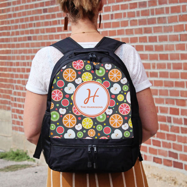 Apples & Oranges Large Backpack - Black - On Back