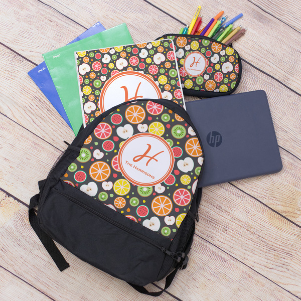 Apples & Oranges Large Backpack - Black - With Stuff