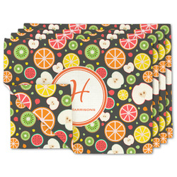 Apples & Oranges Double-Sided Linen Placemat - Set of 4 w/ Name and Initial