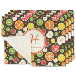 Apples & Oranges Single-Sided Linen Placemat - Set of 4 w/ Name and Initial