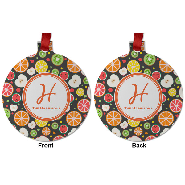 Apples & Oranges Metal Ball Ornament - Front and Back