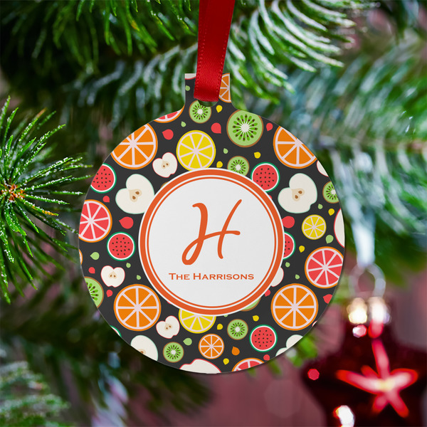 Apples & Oranges Metal Ball Ornament - Lifestyle
