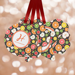 Apples & Oranges Metal Ornaments - Double Sided w/ Name and Initial