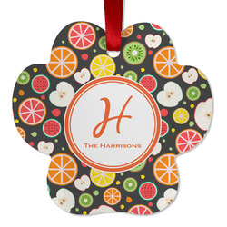 Apples & Oranges Metal Paw Ornament - Double Sided w/ Name and Initial