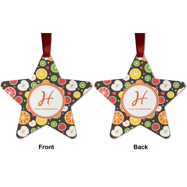 Apples & Oranges Metal Star Ornament - Front and Back