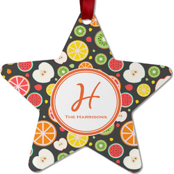 Apples & Oranges Metal Star Ornament - Double Sided w/ Name and Initial