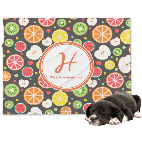 Custom Apples & Oranges Dog Blanket - Large (Personalized)