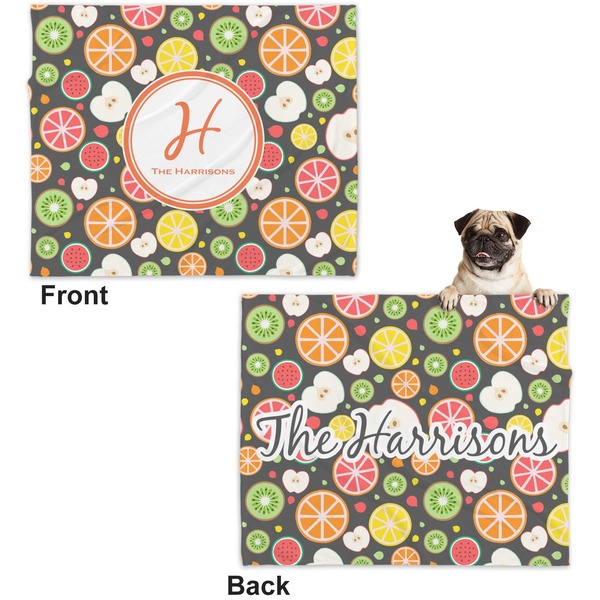 Apples & Oranges Microfleece Dog Blanket - Large- Front & Back
