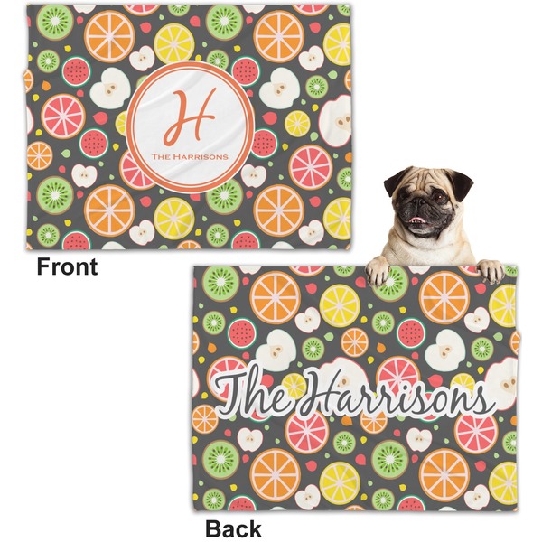 Apples & Oranges Microfleece Dog Blanket - Regular - Front & Back