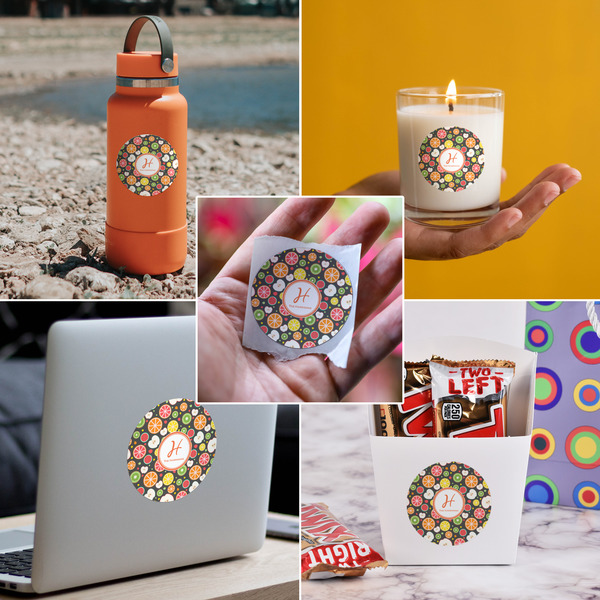 Apples & Oranges Multipurpose Round Labels - In Context