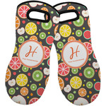 Apples & Oranges Neoprene Oven Mitts - Set of 2 w/ Name and Initial