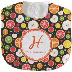 Apples & Oranges Velour Baby Bib w/ Name and Initial