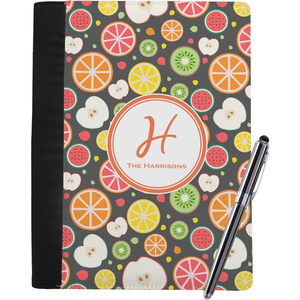 Custom Apples & Oranges Notebook Padfolio - Large w/ Name and Initial