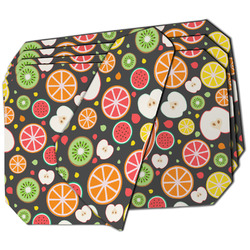 Apples & Oranges Dining Table Mat - Octagon - Set of 4 (Double-SIded) w/ Name and Initial