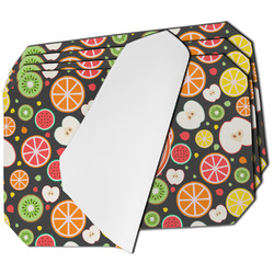 Apples & Oranges Dining Table Mat - Octagon - Set of 4 (Single-Sided) w/ Name and Initial