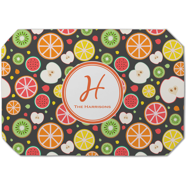 Custom Apples & Oranges Dining Table Mat - Octagon (Single-Sided) w/ Name and Initial
