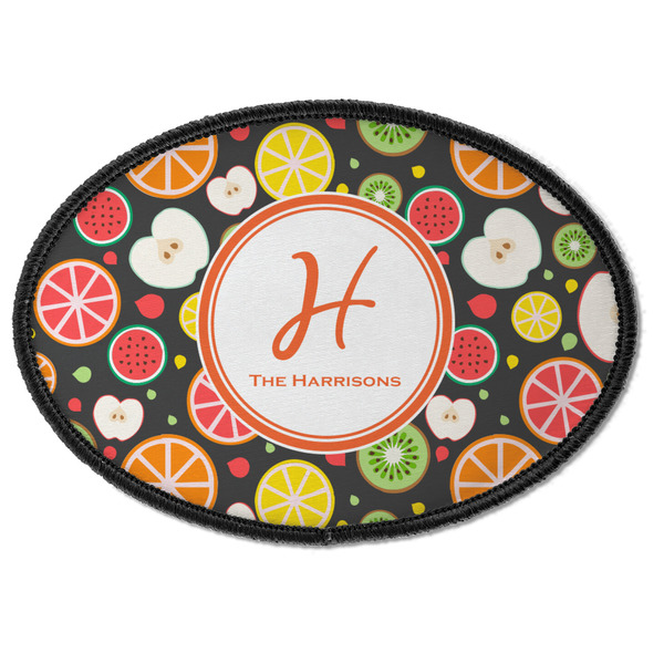 Custom Apples & Oranges Iron On Oval Patch w/ Name and Initial