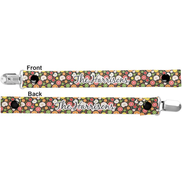 Apples & Oranges Pacifier Clip - Front and Back