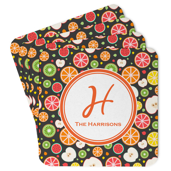 Custom Apples & Oranges Paper Coasters w/ Name and Initial