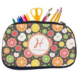 Apples & Oranges Neoprene Pencil Case - Medium w/ Name and Initial