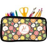 Apples & Oranges Neoprene Pencil Case - Small w/ Name and Initial