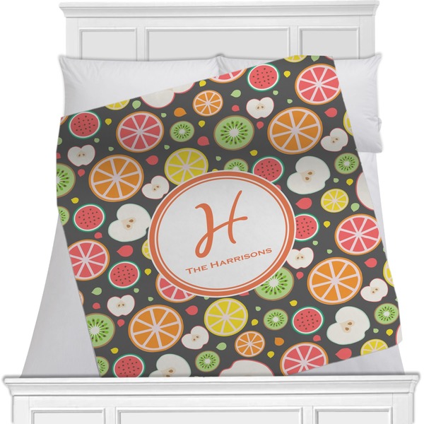 Custom Apples & Oranges Minky Blanket - Toddler / Throw - 60"x50" - Single Sided (Personalized)