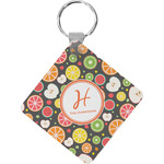Apples & Oranges Diamond Plastic Keychain w/ Name and Initial