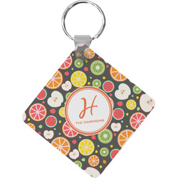 Apples & Oranges Diamond Plastic Keychain w/ Name and Initial
