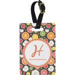 Apples & Oranges Plastic Luggage Tag - Rectangular w/ Name and Initial