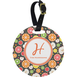 Apples & Oranges Plastic Luggage Tag - Round (Personalized)