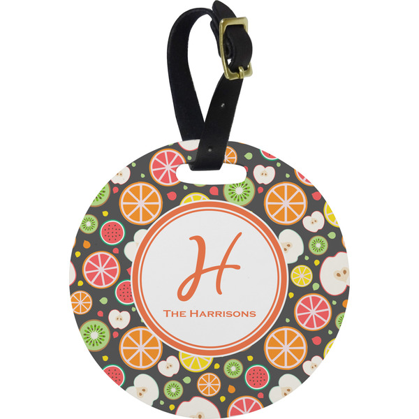 Custom Apples & Oranges Plastic Luggage Tag - Round (Personalized)