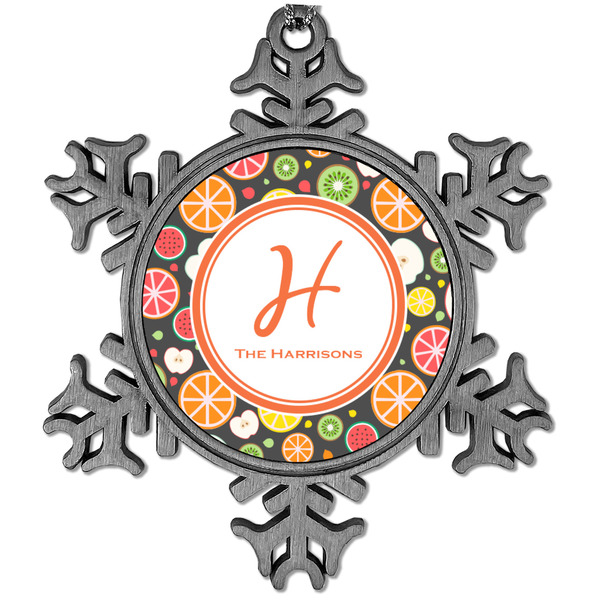 Custom Apples & Oranges Vintage Snowflake Ornament (Personalized)