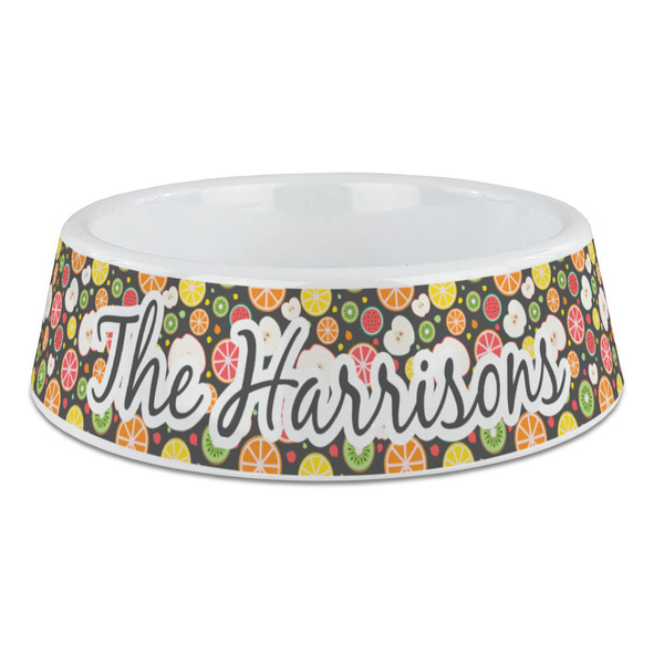 Custom Apples & Oranges Plastic Dog Bowl - Large (Personalized)