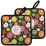 Apples & Oranges Pot Holders - Set of 2 w/ Name and Initial
