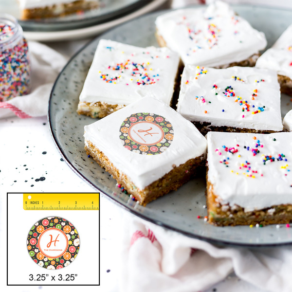 Apples & Oranges Printed Icing Circle - Large - In Context