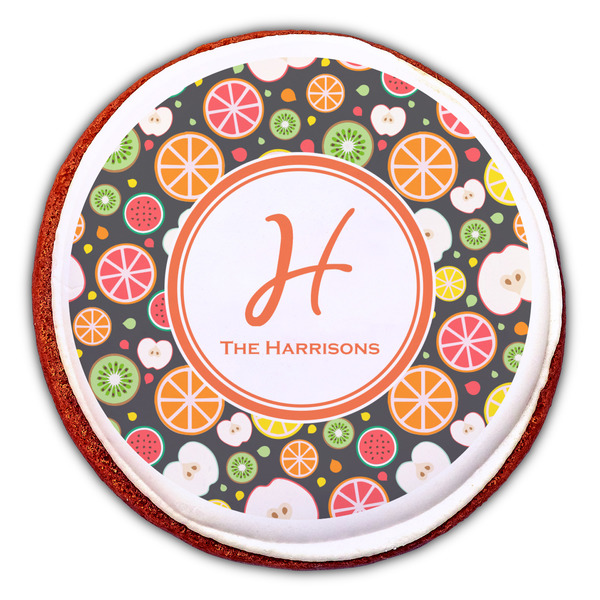Apples & Oranges Printed Icing Circle - Large - On Cookie