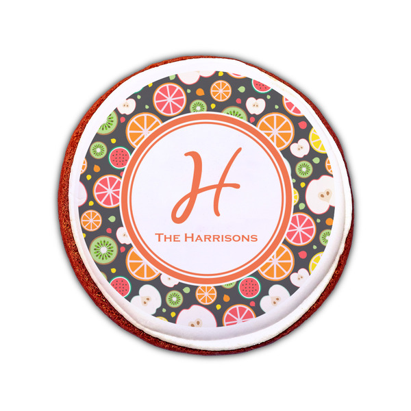 Apples & Oranges Printed Icing Circle - Small - On Cookie