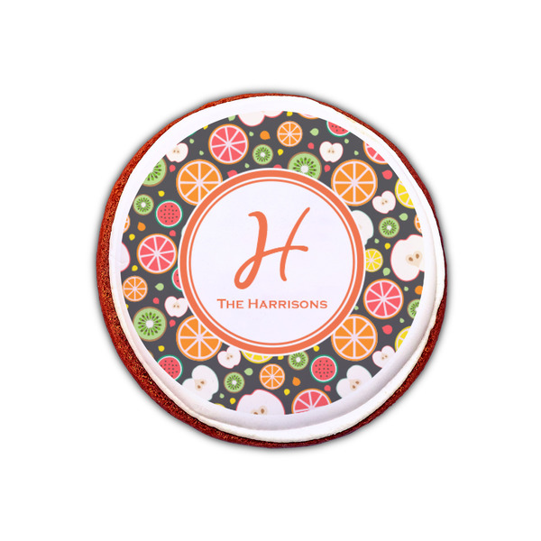 Apples & Oranges Printed Icing Circle - XSmall - On Cookie