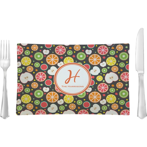 Custom Apples & Oranges Rectangular Glass Lunch / Dinner Plate - Single or Set (Personalized)