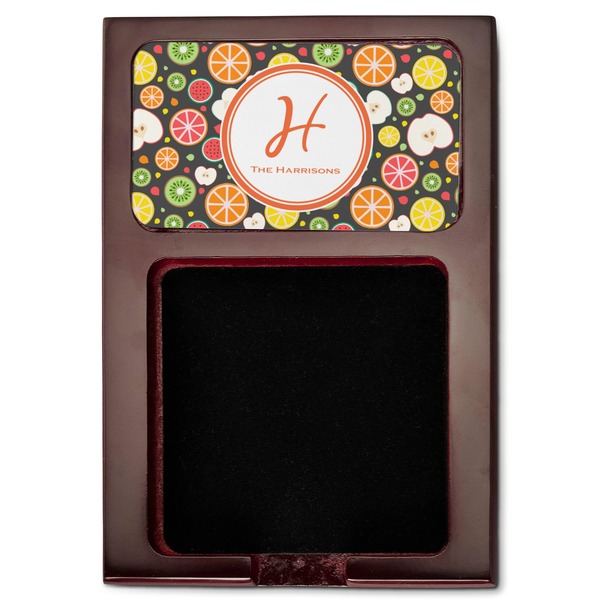 Apples & Oranges Red Mahogany Sticky Note Holder - Flat