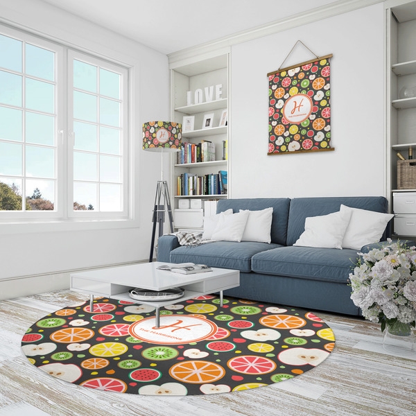 Apples & Oranges Round Area Rug - IN CONTEXT