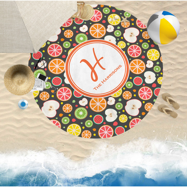 Apples & Oranges Round Beach Towel Lifestyle