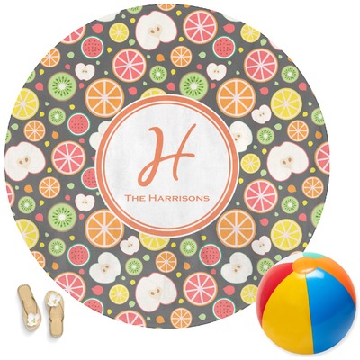 Apples & Oranges Round Beach Towel (Personalized)