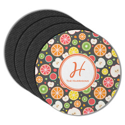 Apples & Oranges Round Rubber Backed Coasters - Set of 4 (Personalized)