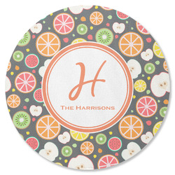 Apples & Oranges Round Rubber Backed Coaster (Personalized)