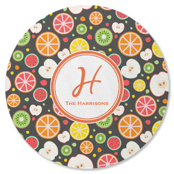 Apples & Oranges Round Rubber Backed Coaster (Personalized)