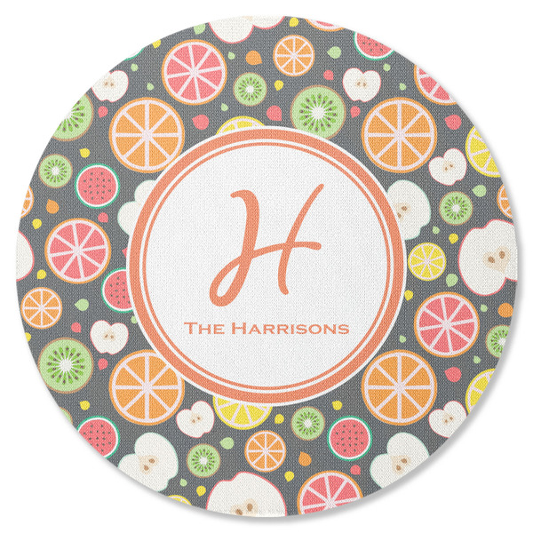 Custom Apples & Oranges Round Rubber Backed Coaster (Personalized)